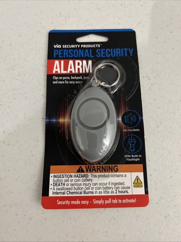 1  Personal Security Alarm,Clips On, W/Light. Gray