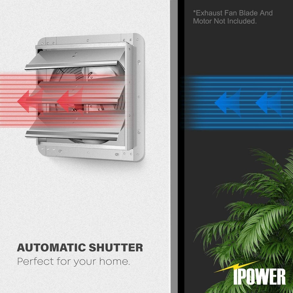 12-Inch Square Aluminum Automatic Gravity Shutter Louver Vent for Garages Silver