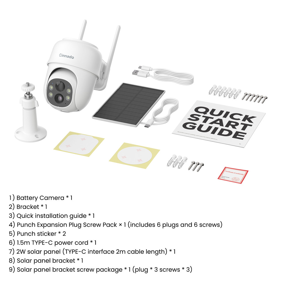 4Pack 2K Wireless Security Camera Solar Panel Color Night Vision 3MP Outdoor Cam