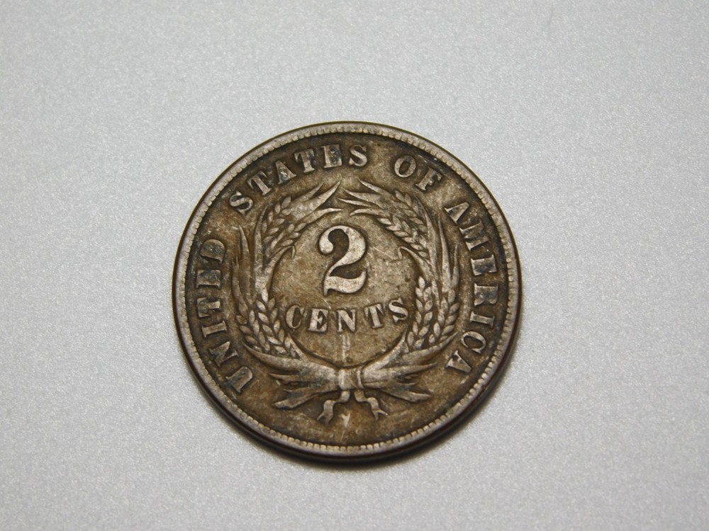 RARE OLD WEST US COIN 1870 2 CENT PIECE