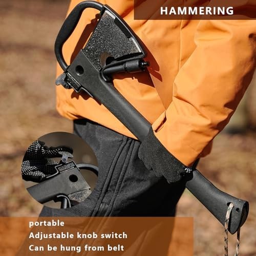 Multifunctional Tactical Hatchet Axe & Hammer, Survival Tool with Fire Starter &