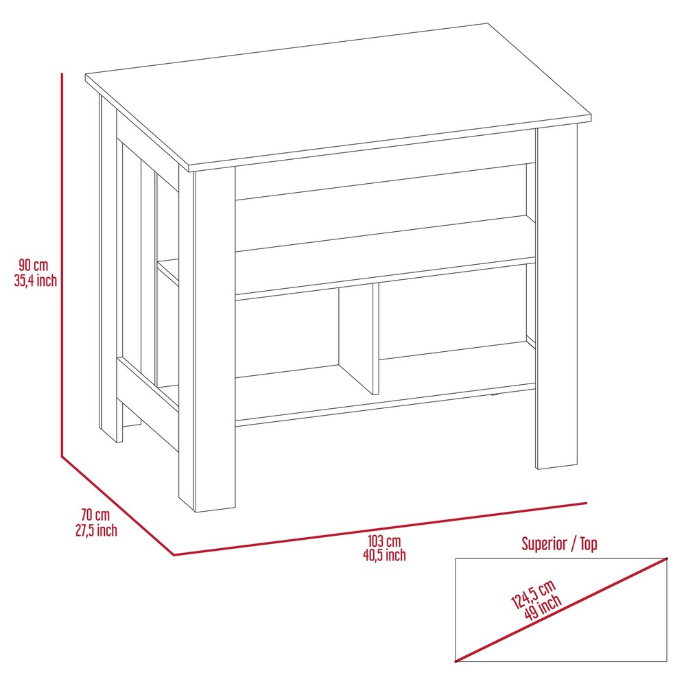 Rockaway 3-Shelf Kitchen Island White and Walnut