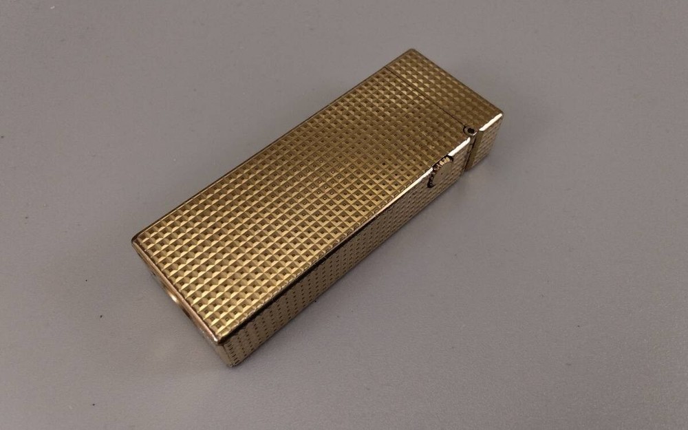 Dunhill Rollagas Transitional Gas Lighter, Custom Pipe, Gold Hob Nails, Working