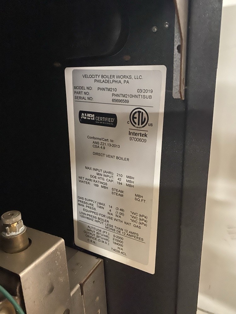 CROWN Phantom Velocity PHNTM210 Condensing Boiler - 95.0% AFUE - Slightly Used