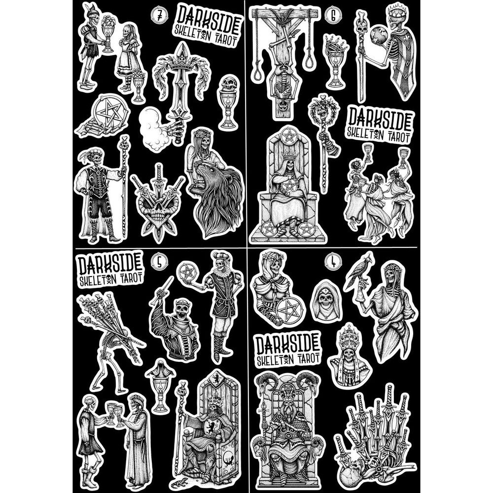 Darkside Skeleton Tarot Vinyl Sticker Pack