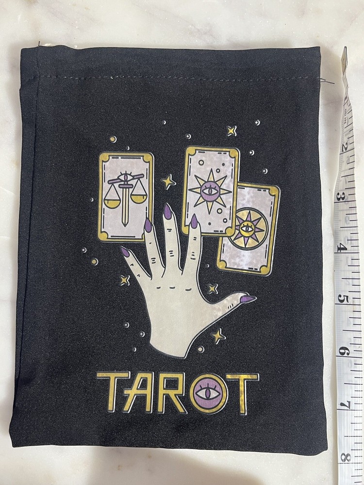 Mini Black Velvet Bags With Pull String - Tarot Themed - 4 Pack