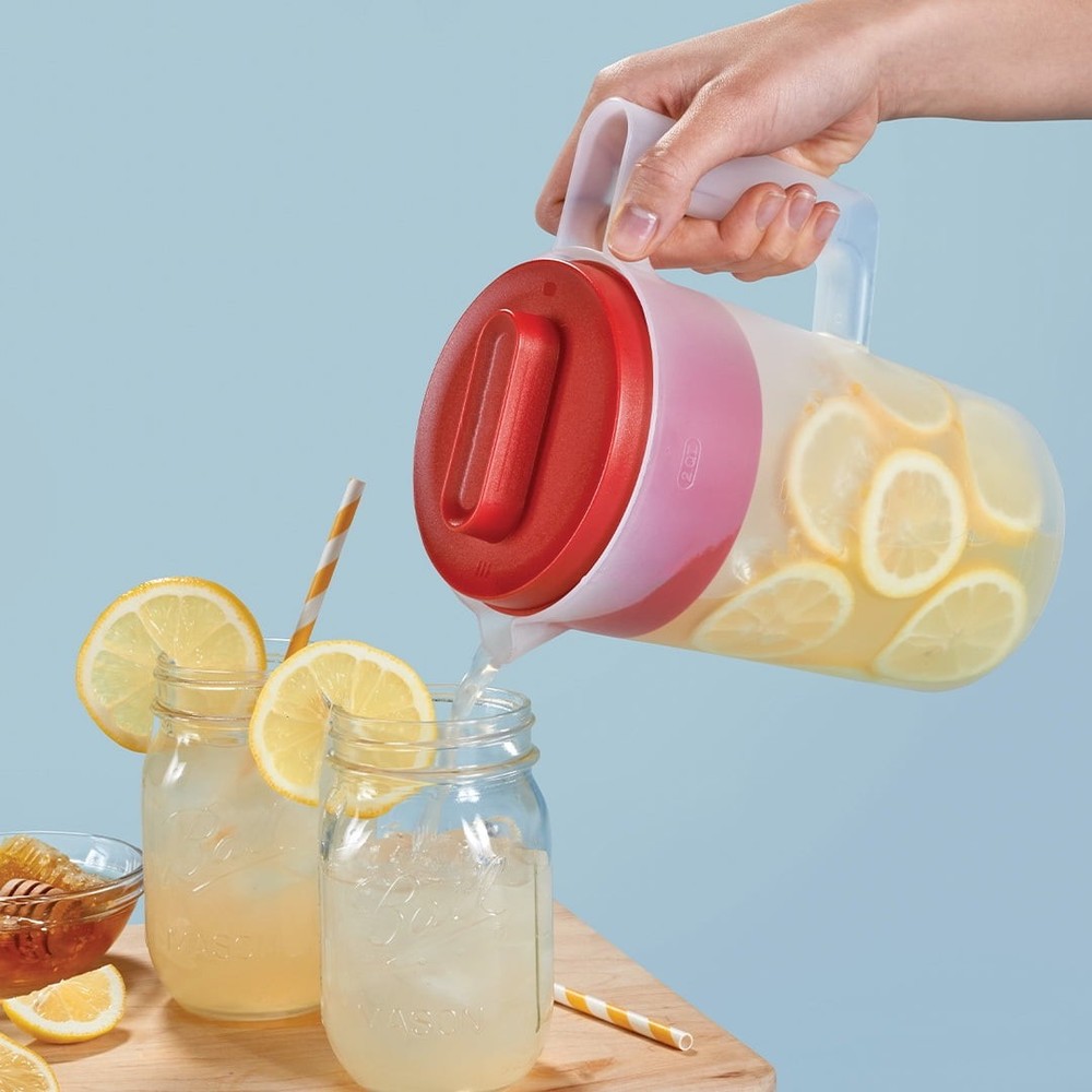 (2 pack) Rubbermaid Pitcher, Clear/Red, 2 Quart