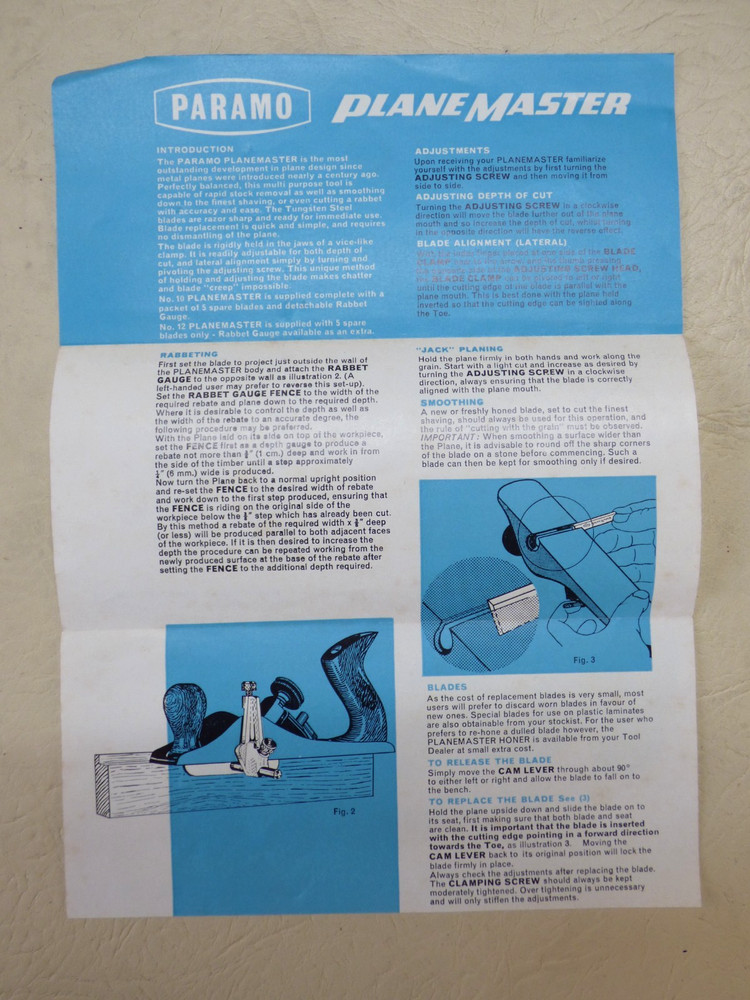 PARAMO PLANE MASTER Smoothing Plane - Made in England