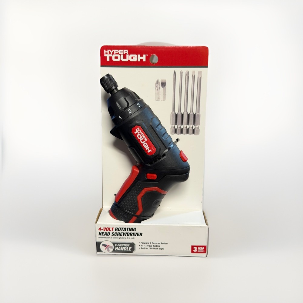 HYPER TOUGH 4V Rotating Head Cordless Screwdriver 2-Position Handle 6062
