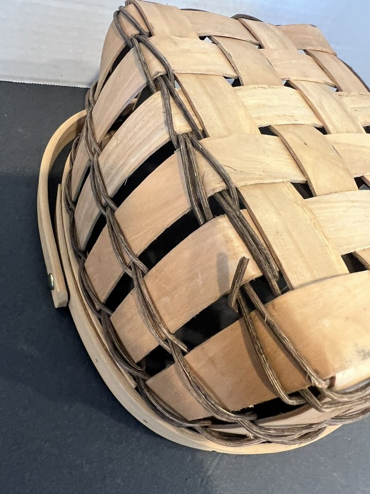 Woven Wood Basket w/Single Moveable Handle