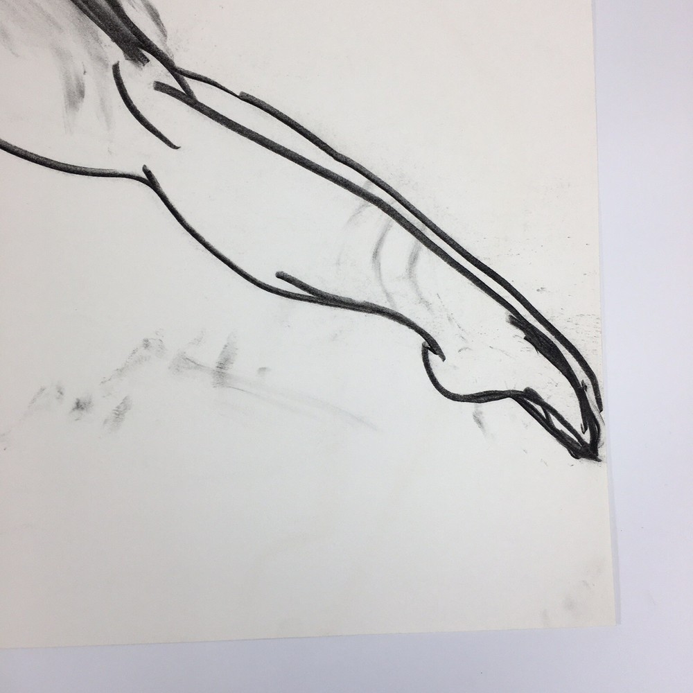 Kip Gresham Unsigned Original Charcoal Drawing Gymnast Curwen Archive #13