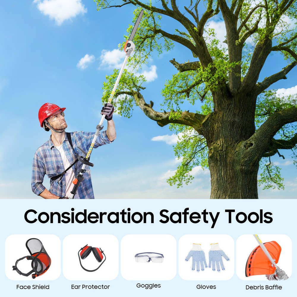 5-in-1 Gas Hedge Trimmer Tool, 52CC 2-Stroke Multi-Functional Eater