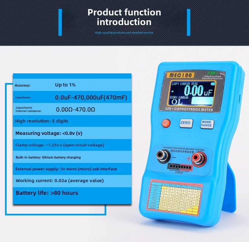 ESR Meter MEC-100 Capacitance Meter Internal Resistance Digital Bridge Tester