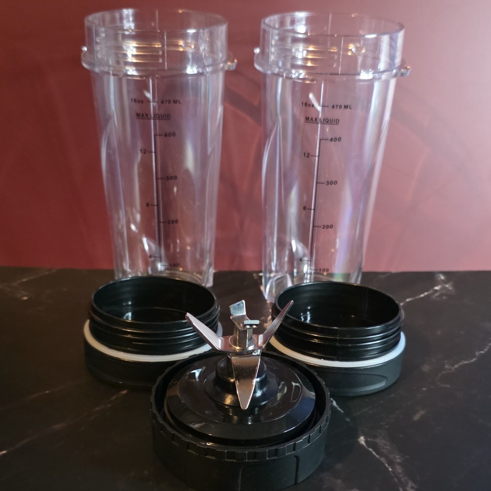 2-Pack Replacement 16oz Cups and 6-Fin Extractor Blade for Nutri Ninja