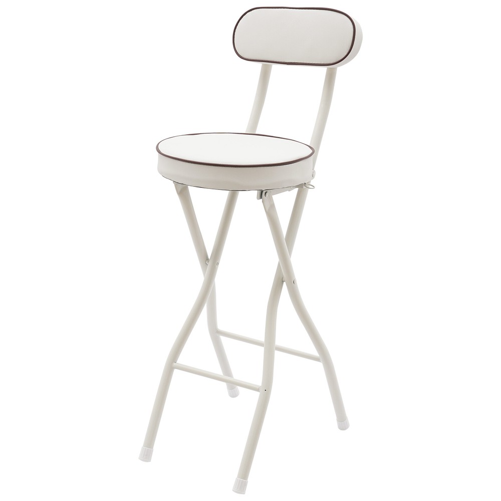 2PCS Bar Stool Portable Folding Stool Padded Folding High Chairs White