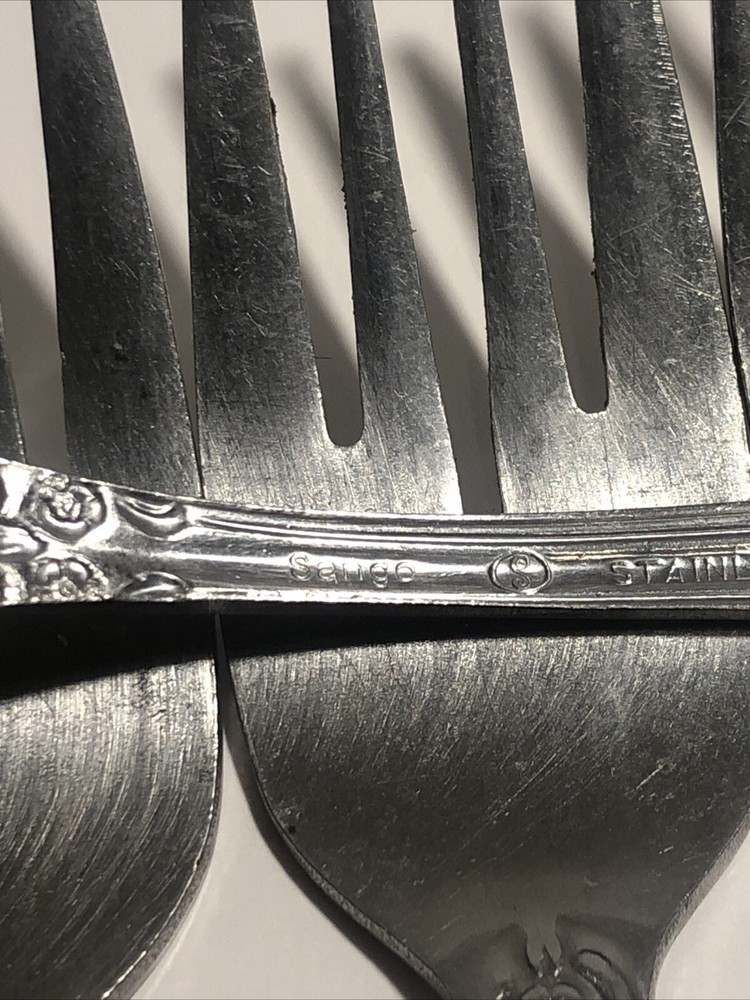 Sango Flatware Modern Forks SNF4 by Sango Stainless Dinner Salad Lot 6