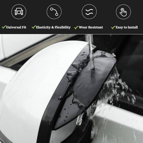 Car Rearview Rain Eyebrow Shield,Car Mirror Rain Protector 2PC Solid Black