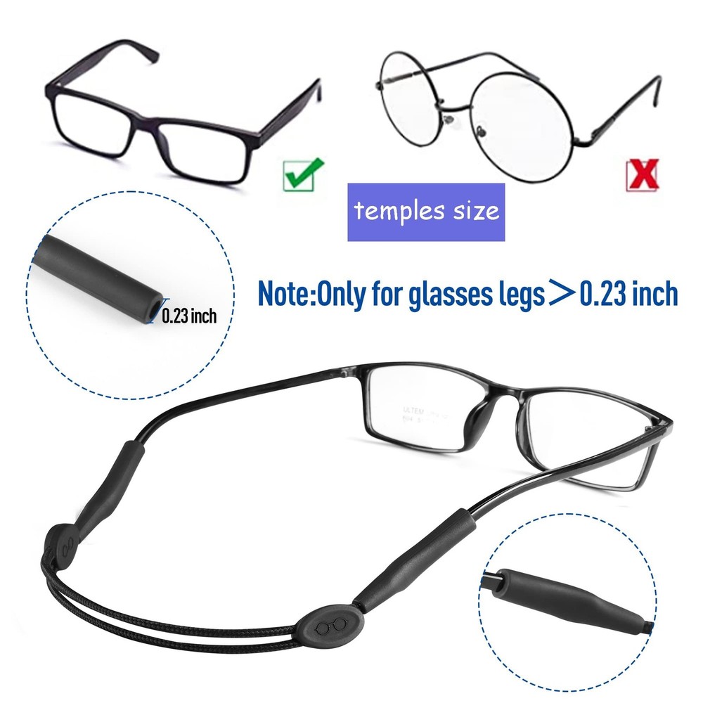 lvvfit Adjustable Eyeglass Strap - No Tail Sunglass Strap - Eyewear String Ho...