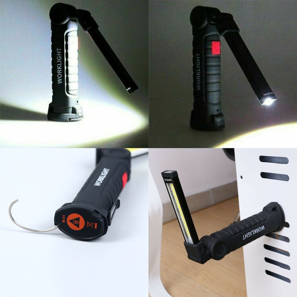 1/2 Pack Magnetic Base LED COB Work Light Rechargeable Mechanic Torch Flashlight