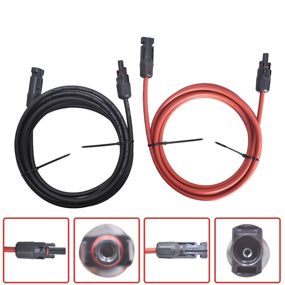 Labwork 1 Pair 10 Feet Black + Red Solar Panel Extension Cable Wire Connector