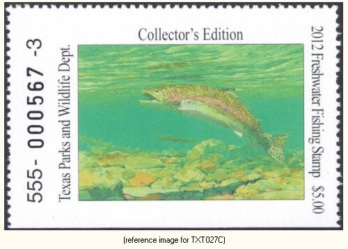 D2K Texas Trout Stamp 2012 $5.00 (rainbow trout)