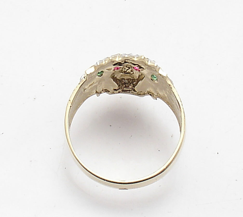 3D Size 10 Men's Indian Chief Head Ring Real Solid 10K Yellow White Gold