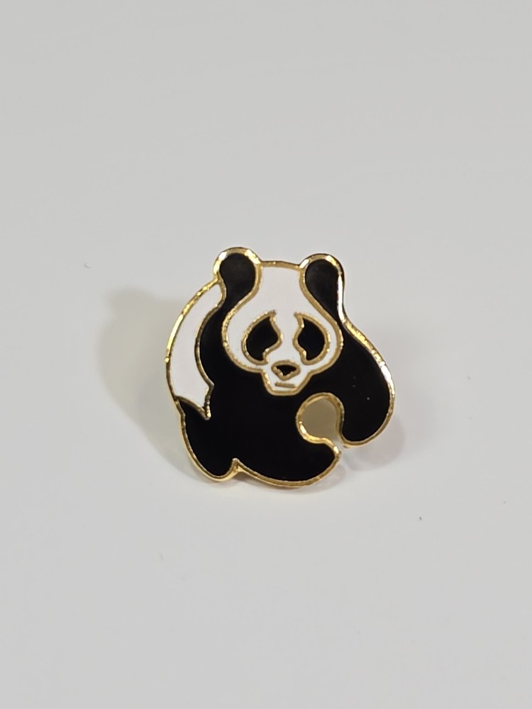 Panda Bear Lapel Pin Very Small Size Black & White