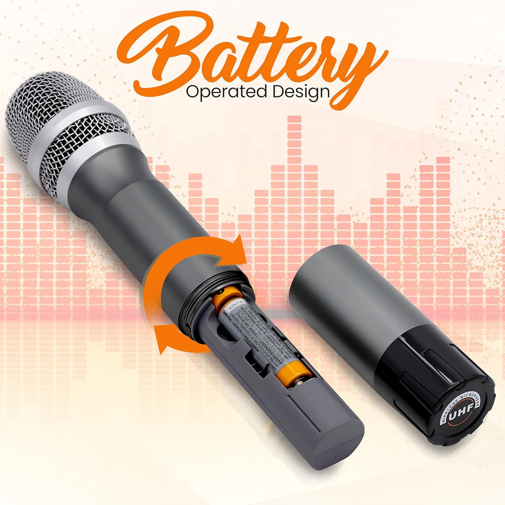 , UHF Wireless System Kit-Portable Professional Battery Operated Handheld Dynami