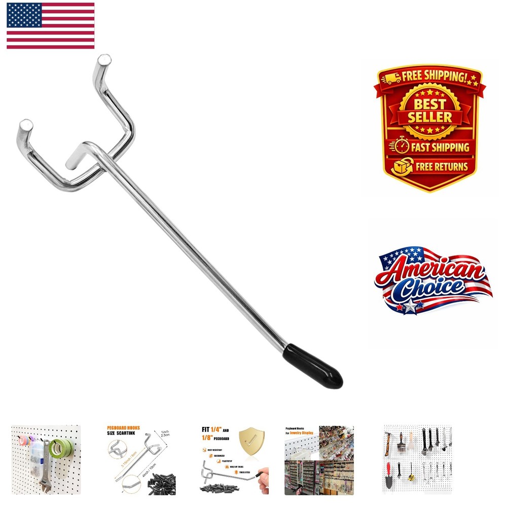 Durable 4-Inch Pegboard Hooks Set with Rubber Caps – 25 Pack for Tool Storage
