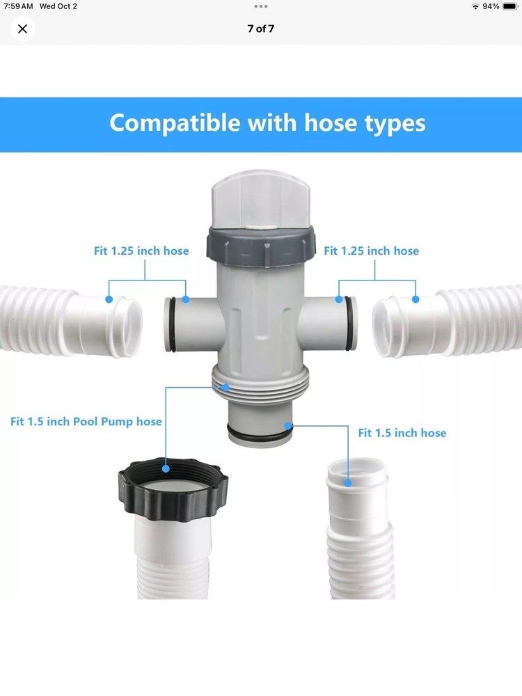 Replacement Dual Split Hose Plunger Valve Pool Part Accessory 1 pack, New