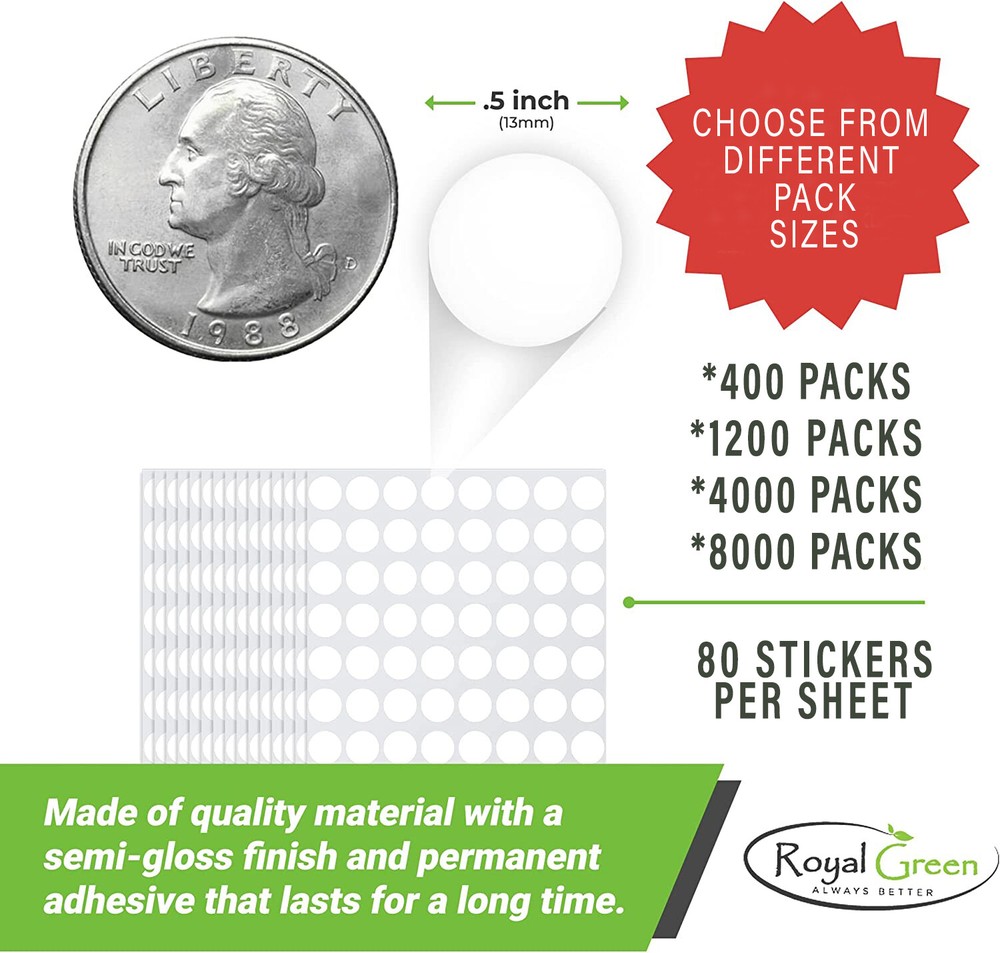 Color Stickers 13mm Color Coding Dot Labels 1/2" Round Inventory Code Sheets