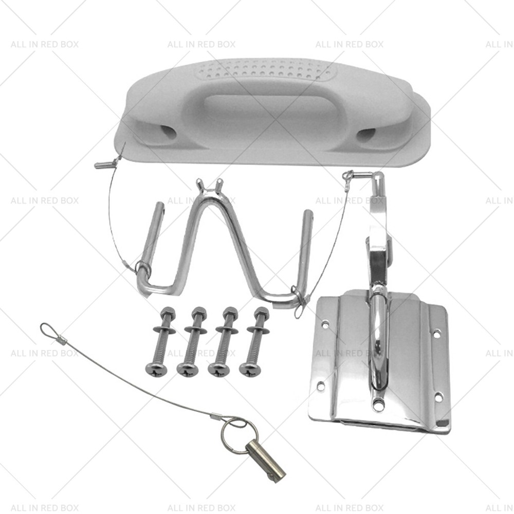 Stainless Steel Boat Insta-Lock Snap Quick Davits Set With Handle Pad