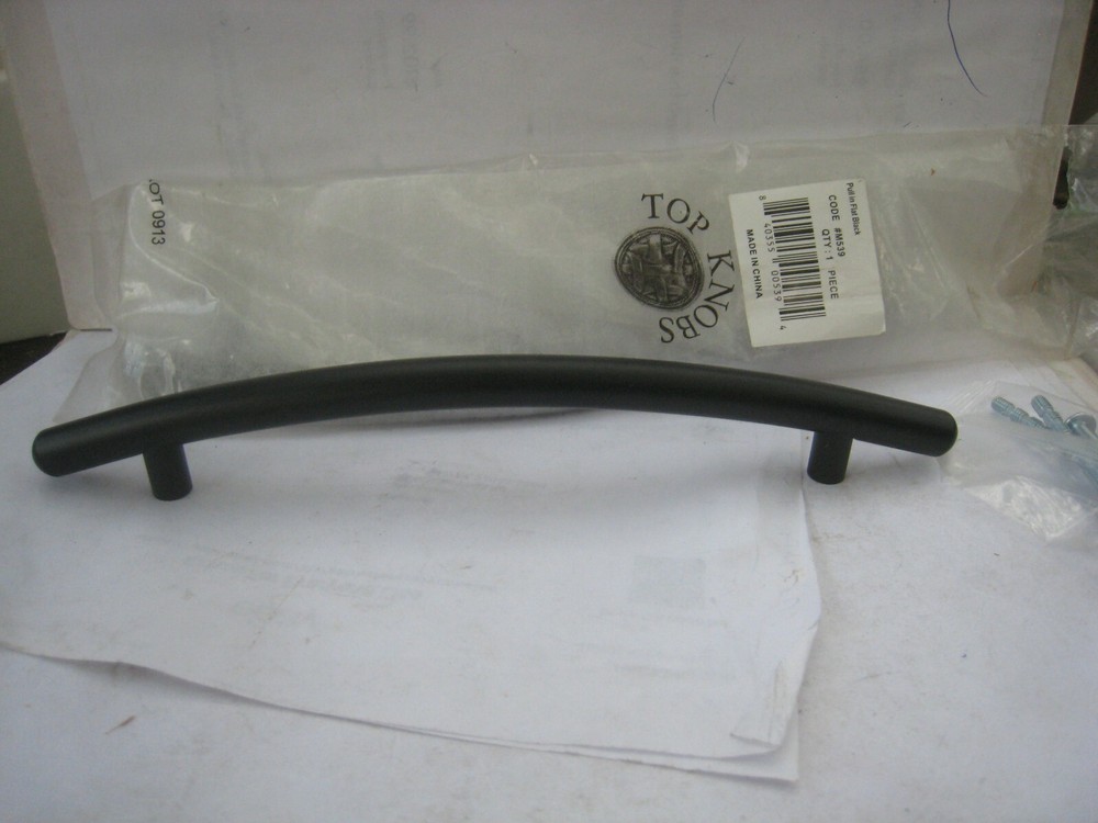 4 yes 4  TOP KNOBS FLAT BLACK FINISH ARCHED STEEL DRAWER CABINET PULLS M539