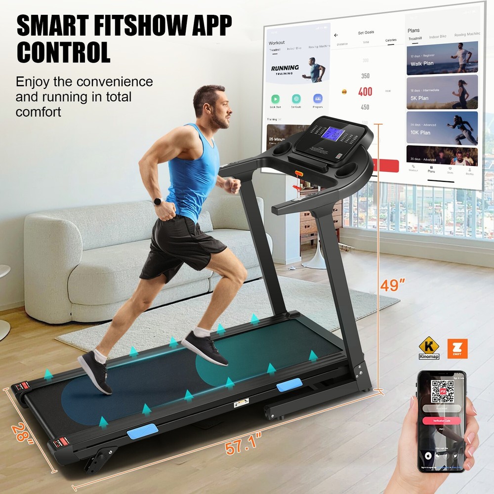 Folding Treadmill with Incline LCD Touch Screen Walking Jogging Running Machine
