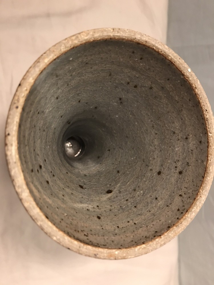 Mid century studio art stoneware pottery goblet 