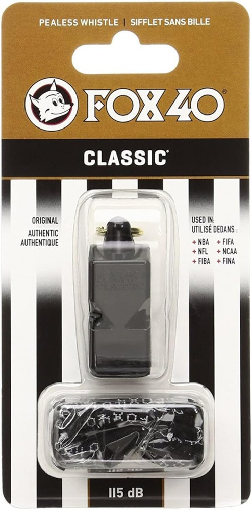Classic Official Whistle with Break Away Lanyard (Black)