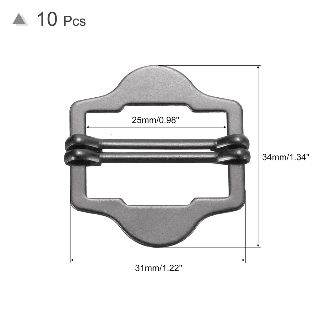 10Pcs Adjuster Slide Buckles 25mm Webbing Strap Roller Pin Clip Black