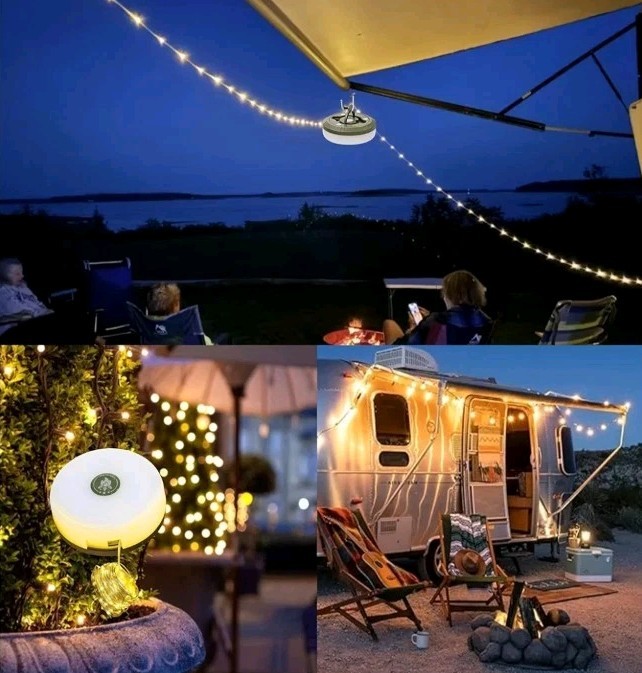 Camping Lamp Multi Function 4N1 Rechargeable Retractable String Lights 5 Modes