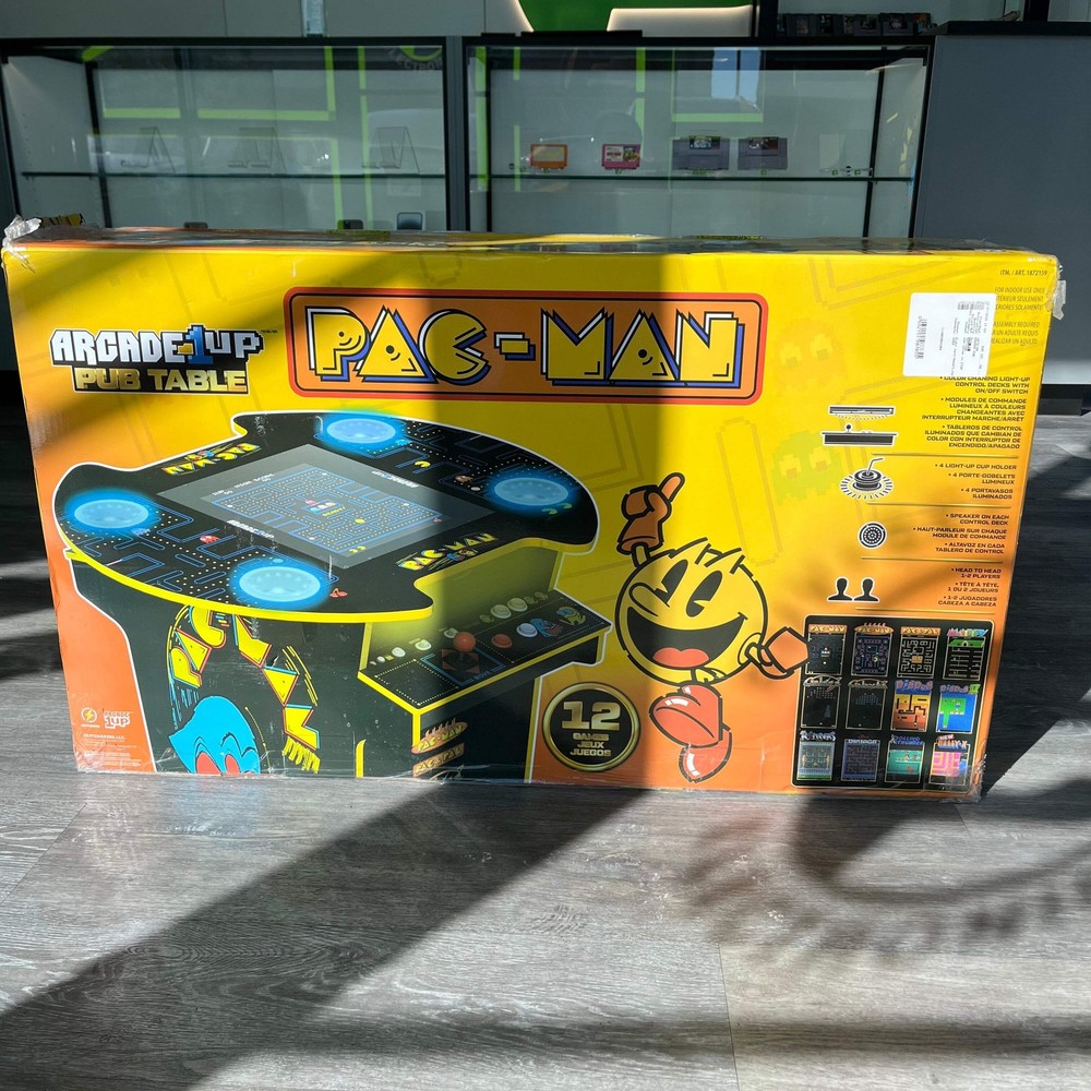 Arcade1Up PAC-MAN Pub Table Arcade Machine 12 Games, Light-Up Deck & Cup Holder
