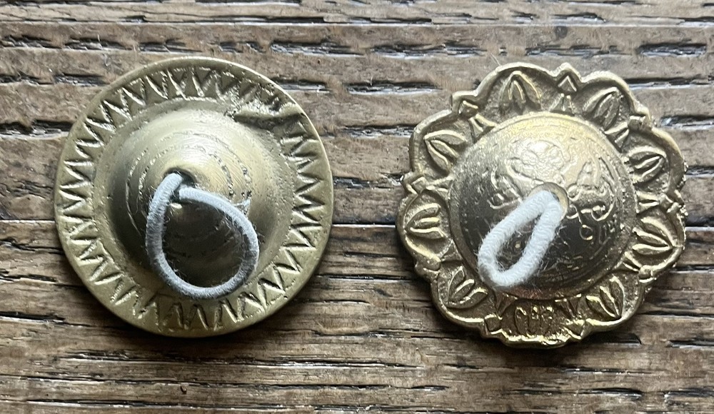 Brass Engraved Finger Cymbals. Mixed Pair