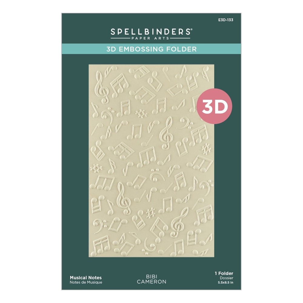 Spellbinders 3D Embossing Folder by Bibi Cameron-Musical Notes