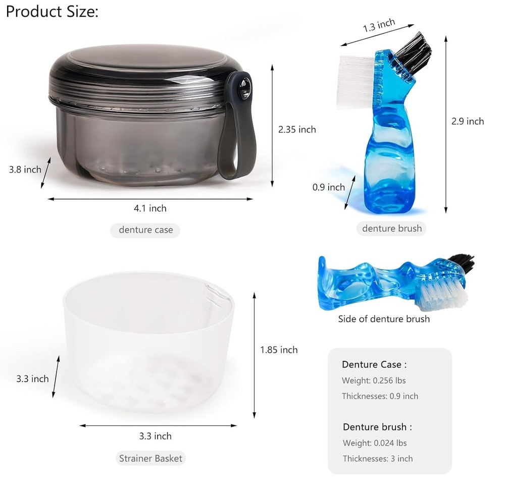 Leakproof Denture Case Denture Soaking Cup False Teeth Container, Dental Denture