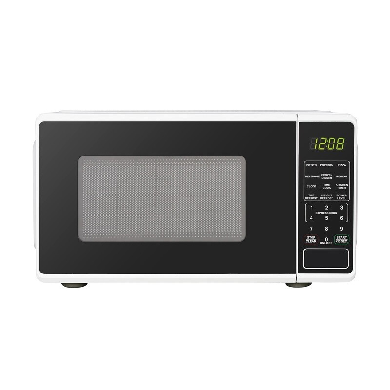 Compact Countertop Microwave Oven 700W LED Display Timer One Touch Lock Durable