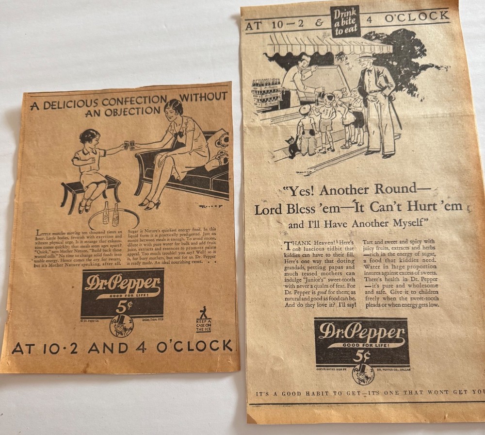 1929 (2) DR. PEPPER NEWSPAPER ADS