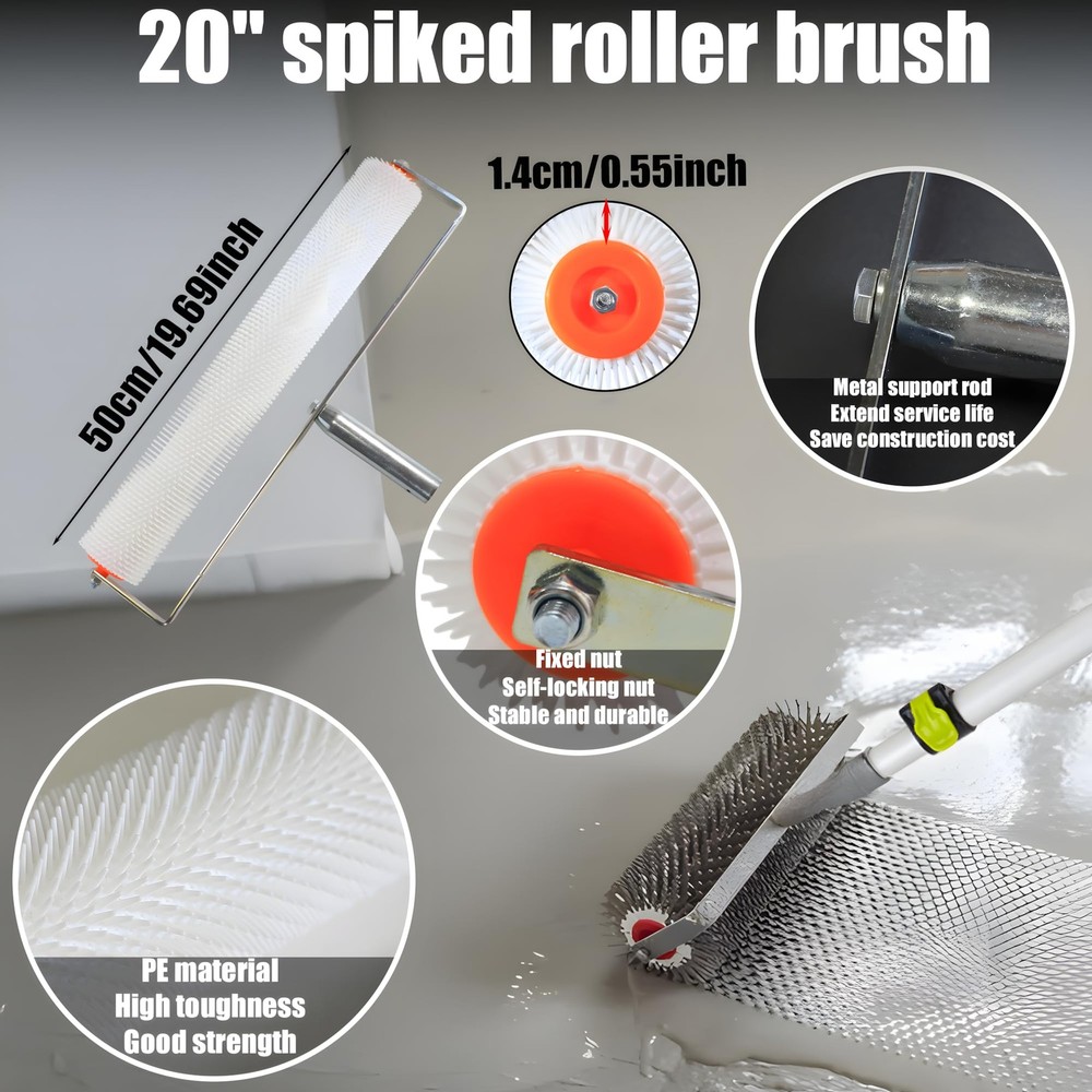 Self Leveling Cement Tool Kit,Epoxy Flooring Tool Kit,Self-Leveling Rake,Spik...