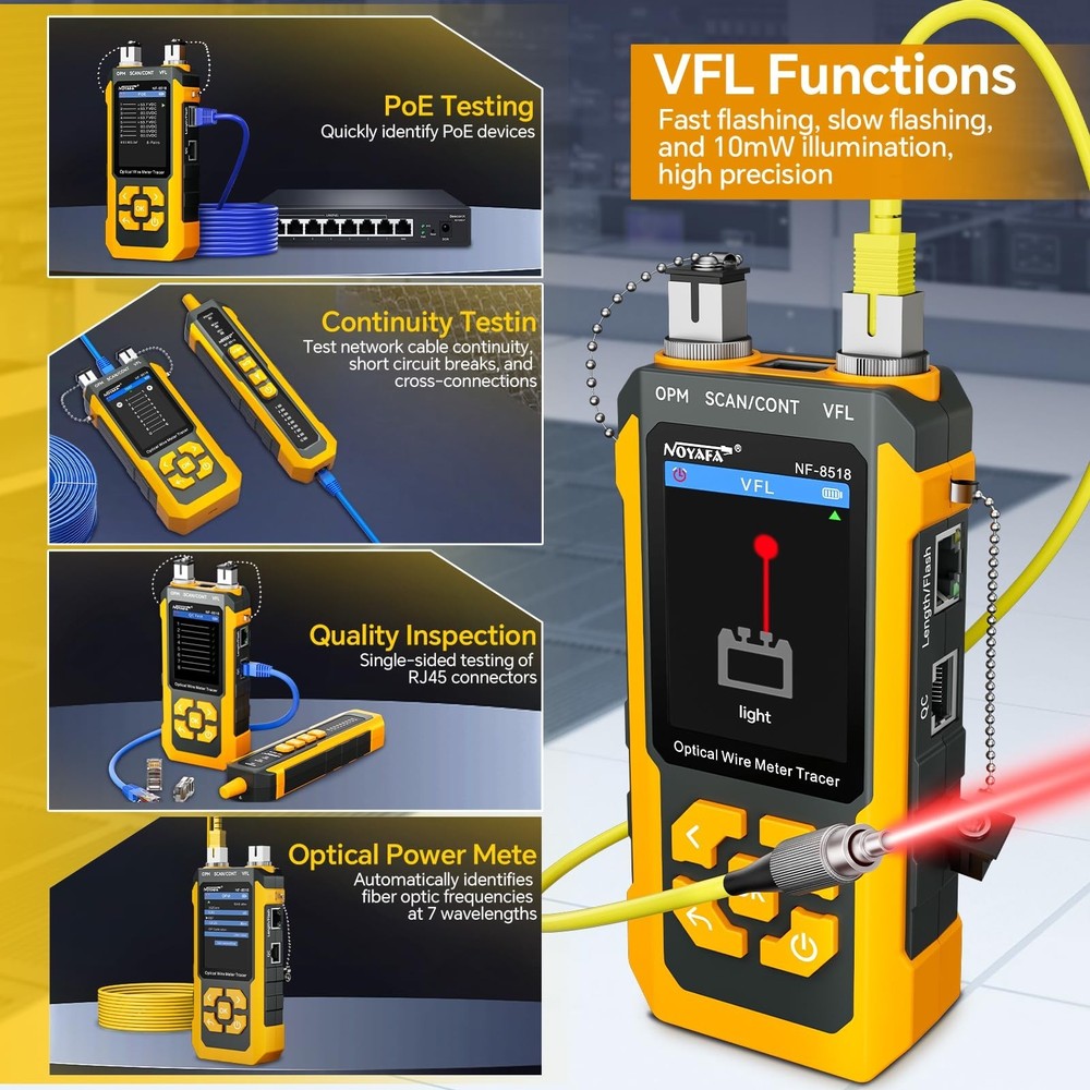 NOYAFA NF-8518 Network Cable Tester with Optical Power Meter, Ethernet Cable ...