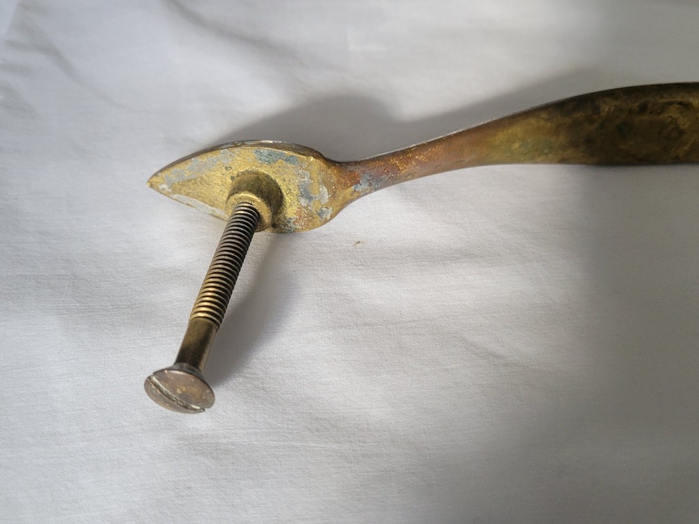 Vintage Solid Brass Arrow Point Door Handle Pull 10.25" -No Thumb Latch