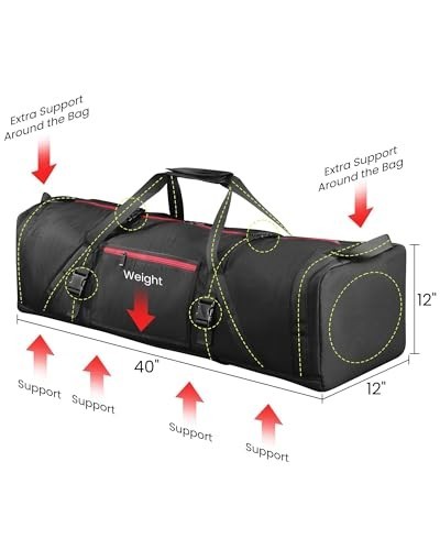 40" Heavy Duty Drum Hardware Bag - Protective Case for Cymbals & Accessories, Tr