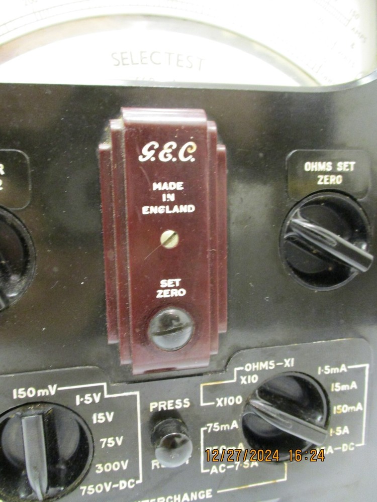 "SELECTEST" EARLY MULTI-METER by G.E.C. made in ENGLAND, BAKELITE - SUPERB