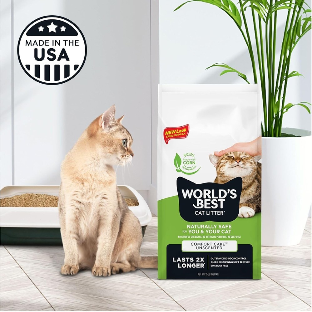 Lightweight Unscented Cat Litter - 15lb Bag, Easy Scooping
